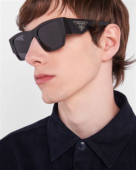 prada thin temple aviator sunglasses|Slate Gray Lenses Sunglasses With Prada Logo .